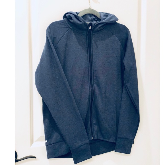 Muji Tops - Muji Blue Zip-up Hoodie with Thumb Holes. Blue M